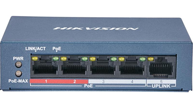 PoE-коммутатор Hikvision DS-3E0105P-E/M(B) (4 PoE, неуправляемый)