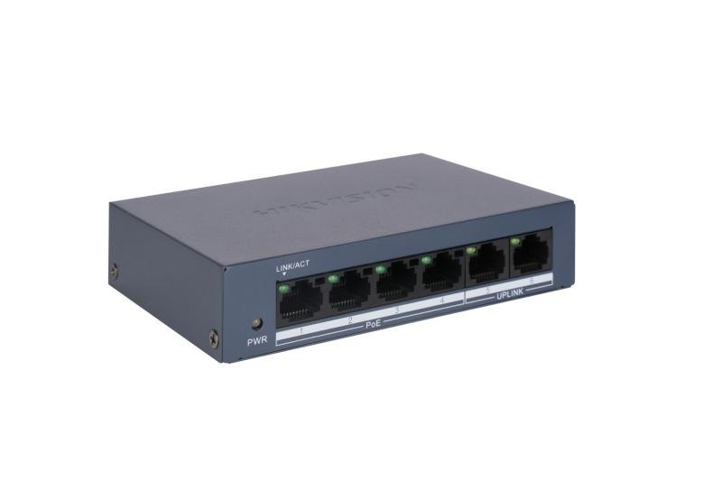 PoE-коммутатор Hikvision DS-3E0106MP-E/M (4 PoE, неуправляемый)