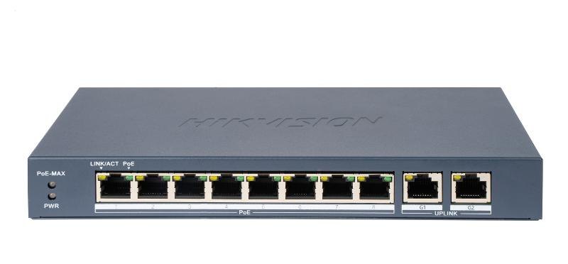 PoE-коммутатор Hikvision DS-3E0310P-E/M(B) (8 PoE, гигабитный аплинк)