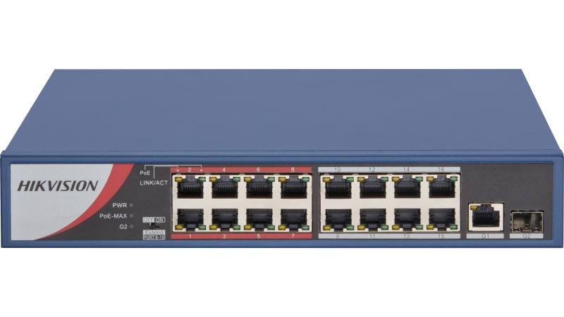 PoE-коммутатор Hikvision DS-3E0318P-E/M(B) (16 PoE, неуправляемый)