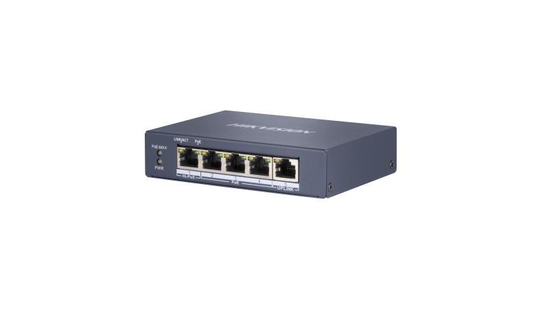 PoE-коммутатор Hikvision DS-3E0505HP-E (4 гигабитных PoE, Hi-PoE 60 Вт)
