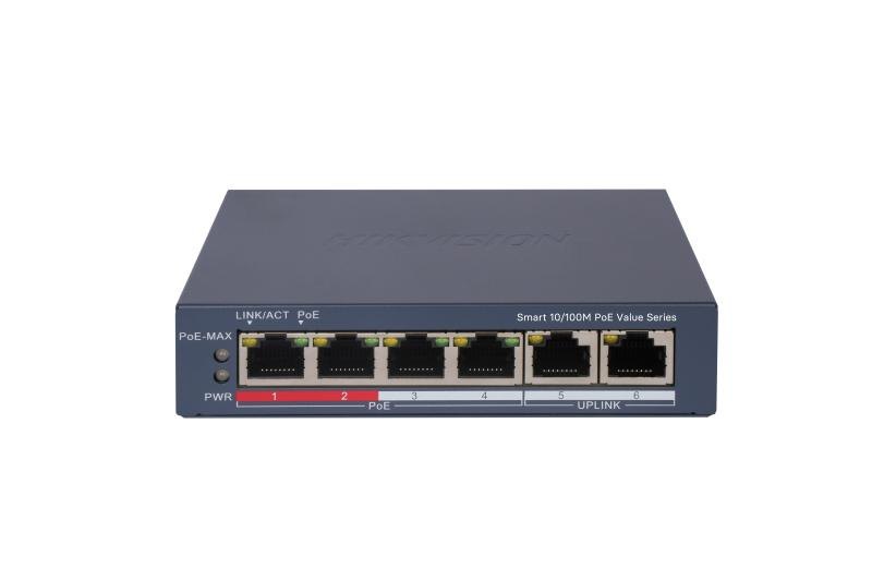 PoE-коммутатор Hikvision DS-3E1106P-EI/M (4 PoE, Smart Managed, облако)