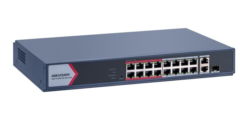 PoE-коммутатор Hikvision DS-3E1318P-EI/M (16 PoE, Smart Managed, стойка)