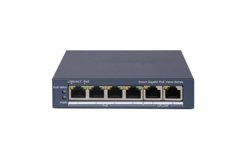 PoE-коммутатор Hikvision DS-3E1506P-EI/M (4 гигабитных PoE, Smart Managed)