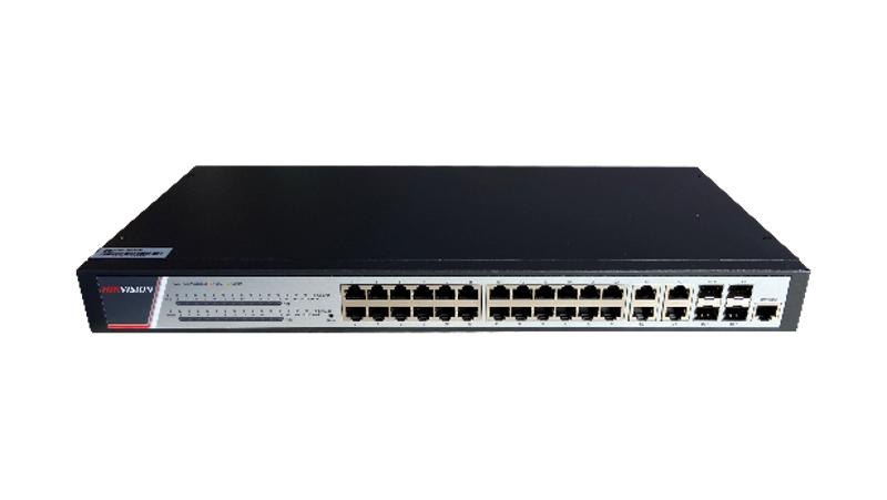 Коммутатор Hikvision DS-3E2528P(B), 24 PoE + 4 SFP, управляемый L2