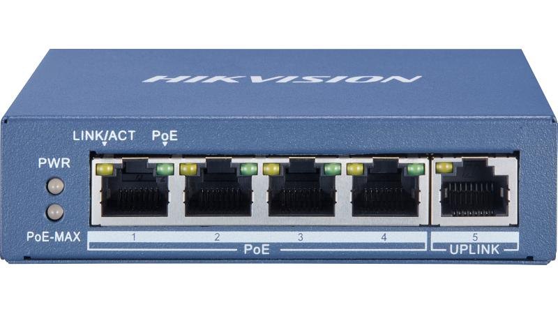 Коммутатор Hikvision DS-3E0505P-E/M, 4 PoE + 1 uplink, неуправляемый