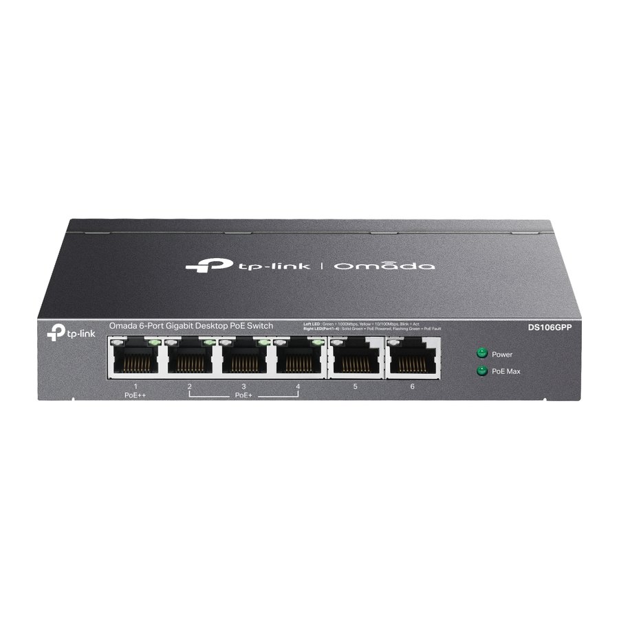 Коммутатор TP-Link DS106GPP, 6 портов, 1×PoE++ / 3×PoE+ (Omada)
