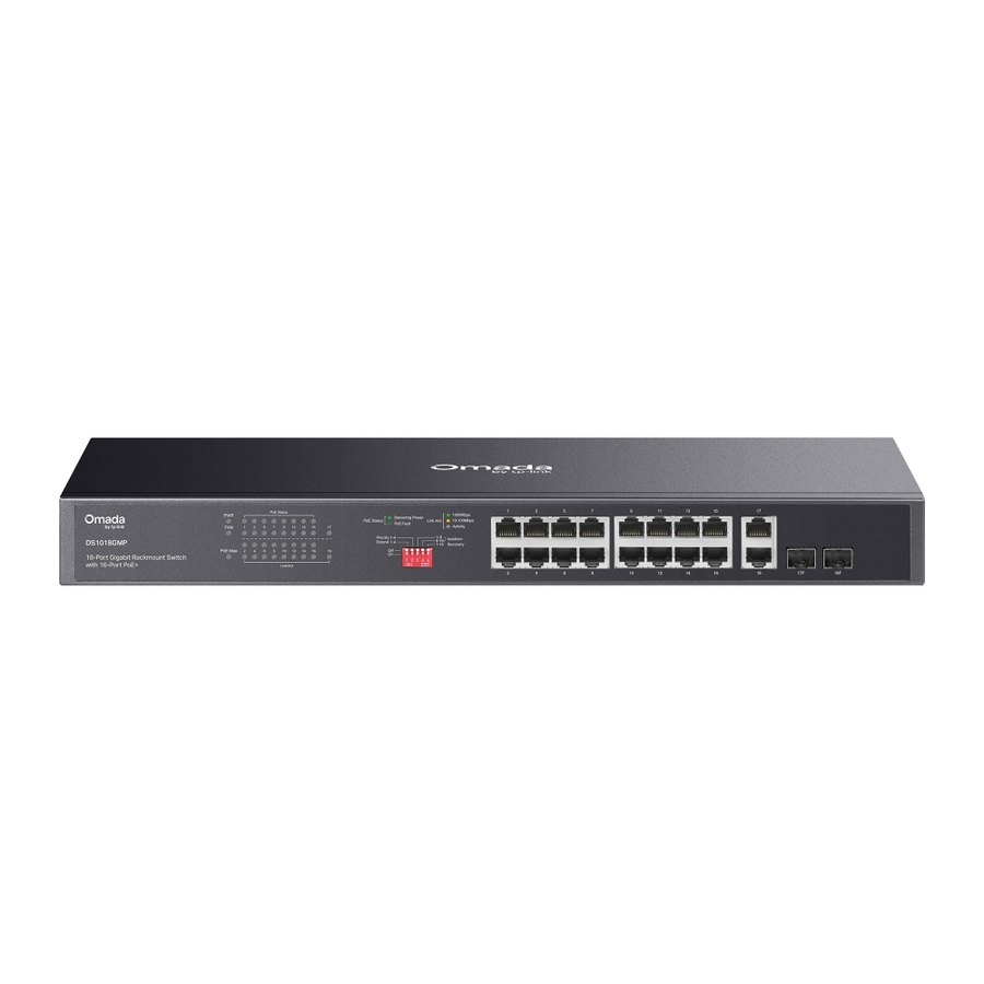 Коммутатор TP-Link DS1018GMP, 18 портов, 16×PoE+, 2×SFP (Omada)