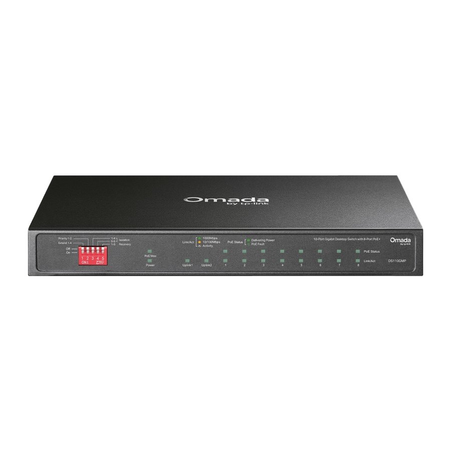 Коммутатор TP-Link DS110GMP, 10 портов, 8×PoE+, 1×SFP (Omada)