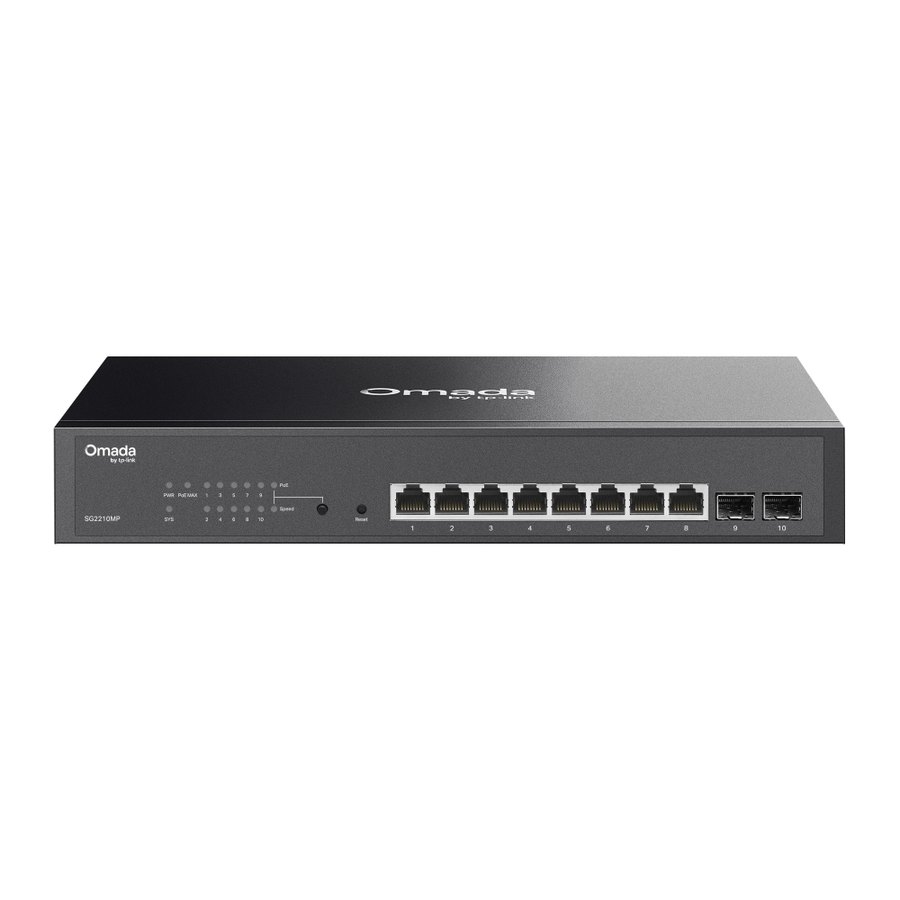 Коммутатор TP-Link SG2210MP, 8×PoE+ + 2×SFP, гигабитный Smart (Omada)