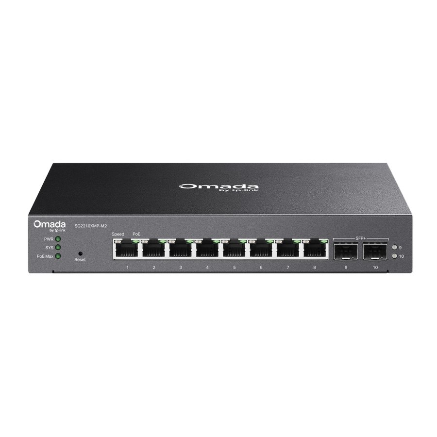 Коммутатор TP-Link SG2210XMP-M2, 8×2.5G PoE+ + 2×10G SFP+, Smart (Omada)