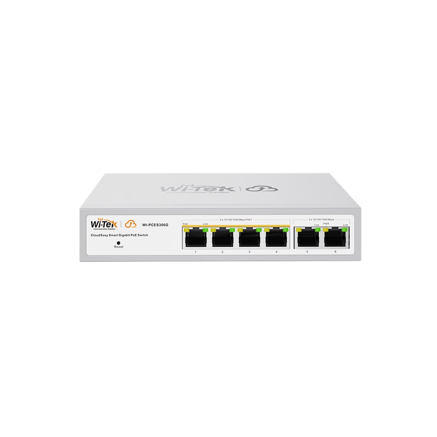 Облачный гигабитный PoE-коммутатор Wi-Tek WI-PCES306G v2 (4 PoE + 2 uplink, 60 Вт)