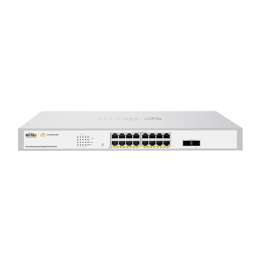 Облачный PoE-коммутатор Wi-Tek WI-PCES318GF v2 (16 PoE + 2 SFP, 250 Вт)
