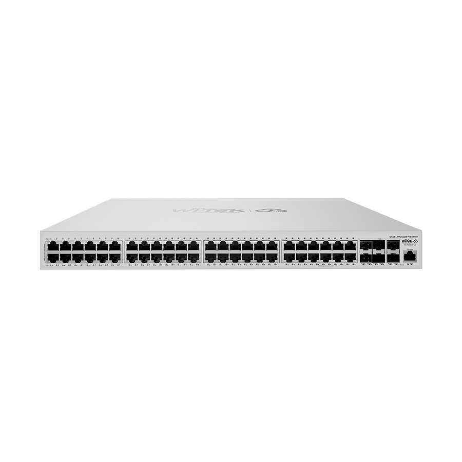 Управляемый облачный PoE-коммутатор Wi-Tek WI-PCMS554F-L3 v2 (48 PoE + 6×10G SFP+)