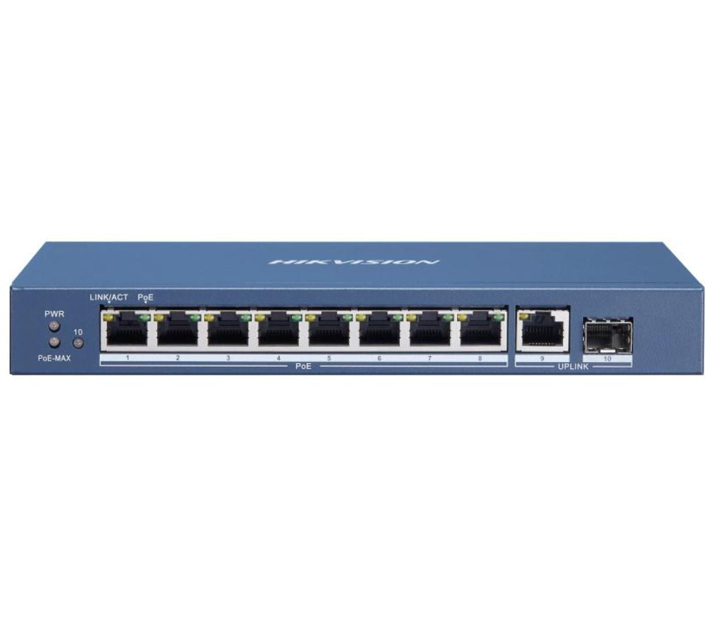 PoE-коммутатор Hikvision DS-3E0510P-E/M (8 гигабитных PoE, SFP-аплинк)